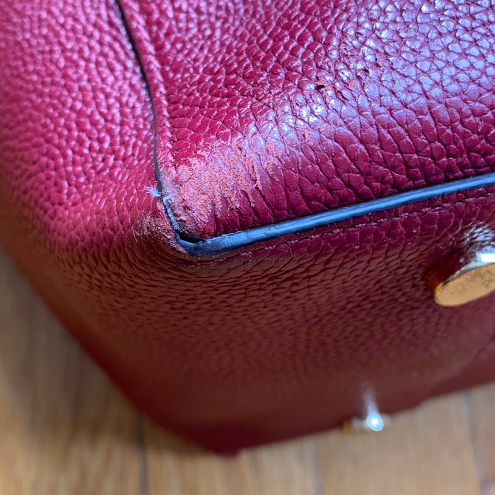 MICHAEL Michael Kors Mercer Large Leather Satchel Cherry Red - Picture 10 of 13